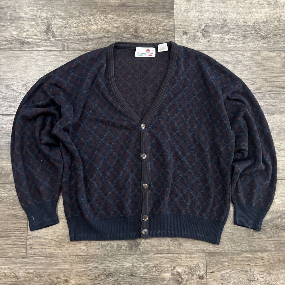 Vintage 90s Florence Tricot  Kurt Cobain Style Cardigan Wool Blend Sweater Large